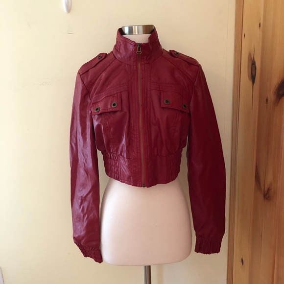 Neu Look Red Faux Leather Moto Jacket - Picture 5 of 12